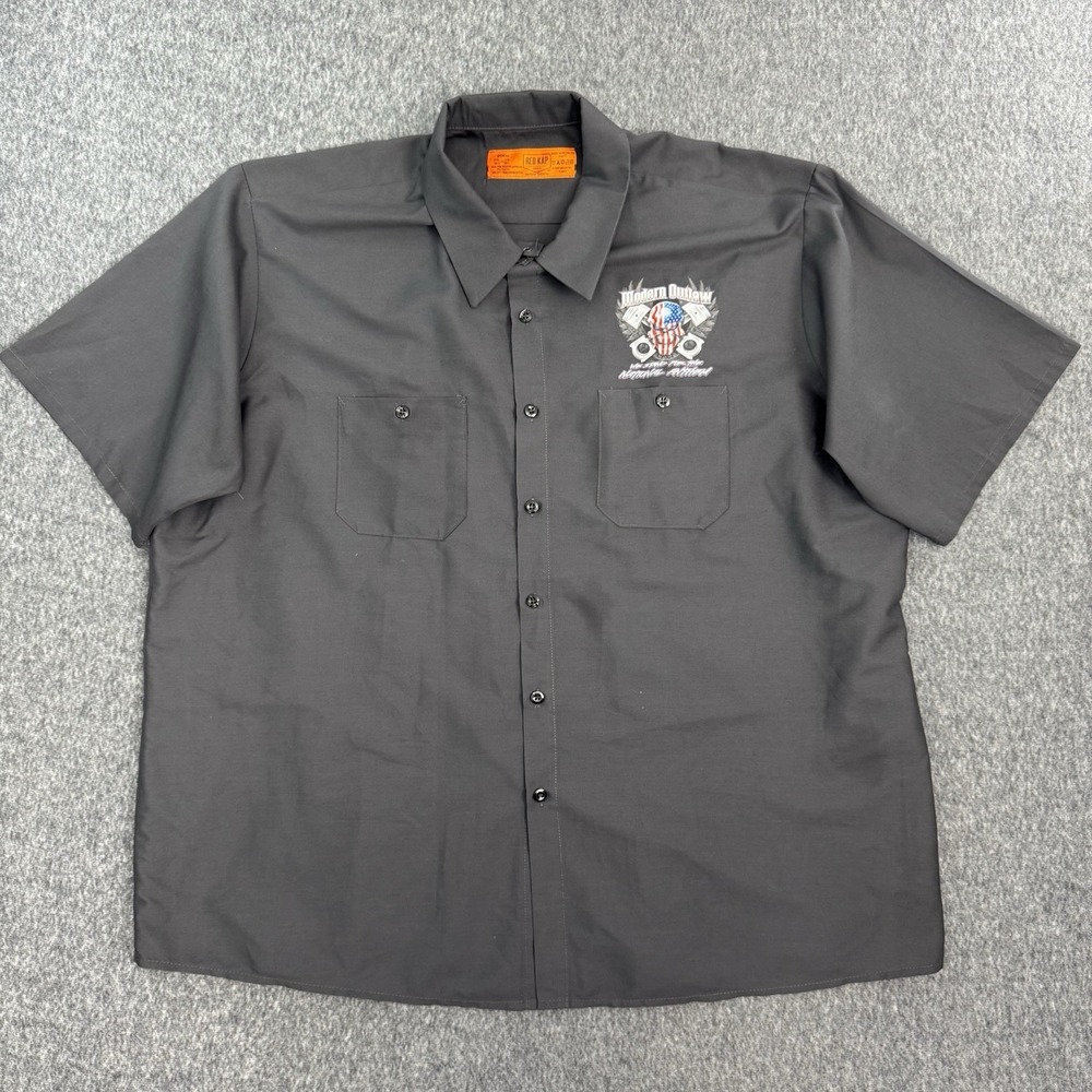 Red Kap Modern Outlaw Shirt 3XL Skull Graphic Biker Workwear Button Up